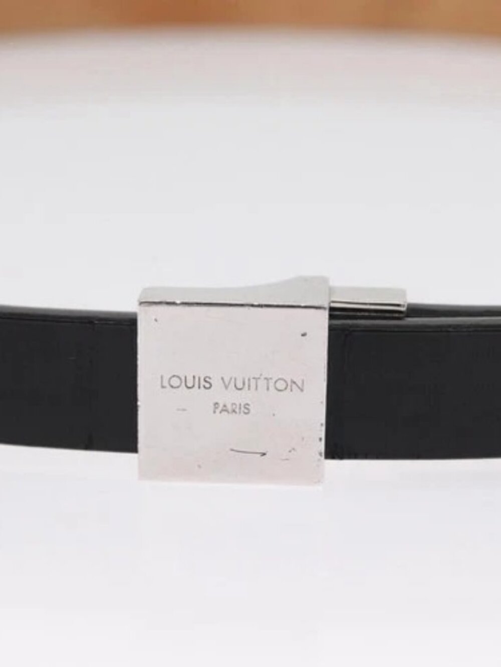 LOUIS VUITTON Ceinture Carre Belt Leather 37"" Black LV Auth ka1715 - Picture 5 of 11
